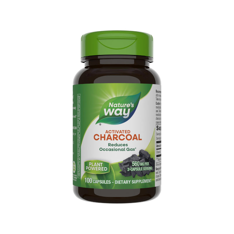 [Australia] - Nature's Way Activated Charcoal, Binds Unwanted Materials and Gas in the Digestive Tract*, 560 mg per 2-Capsule Serving, 100 Capsules (Packaging May Vary) 100 Count (Pack of 1) 