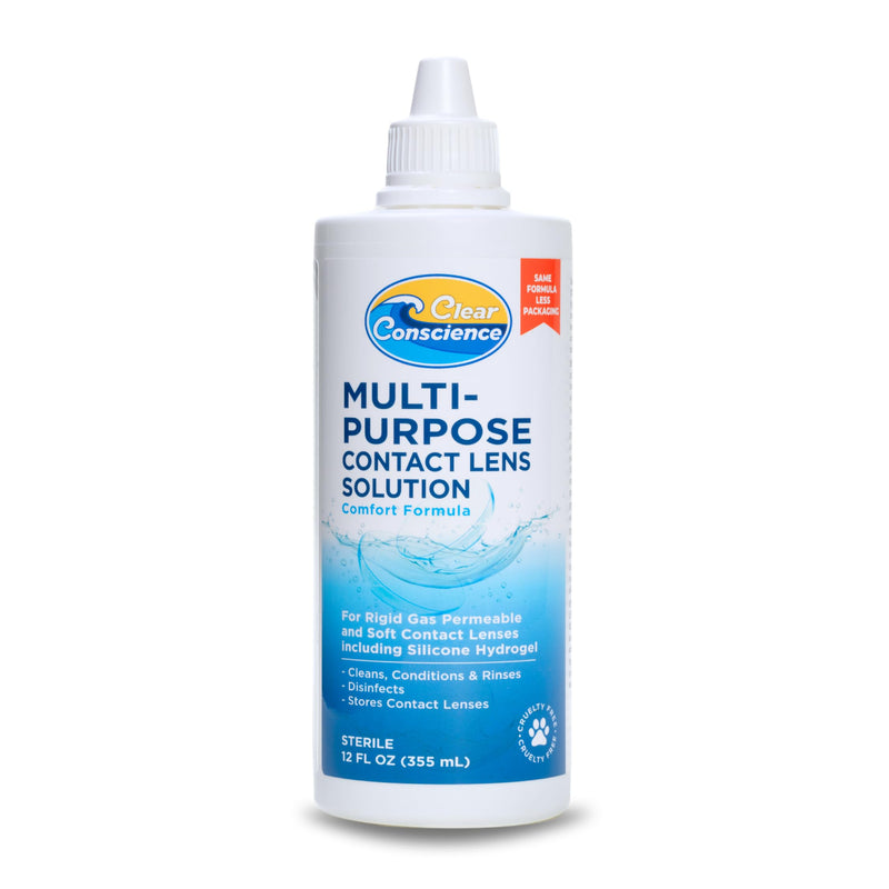 [Australia] - Cruelty-Free Contact Lens Solution 12oz - Multi Purpose Contact Solution & Contact Lens Cleaner - Eye Contact Solution, Sterile Isotonic Contact Lenses Solution by Clear Conscience 12 Fl Oz 1 