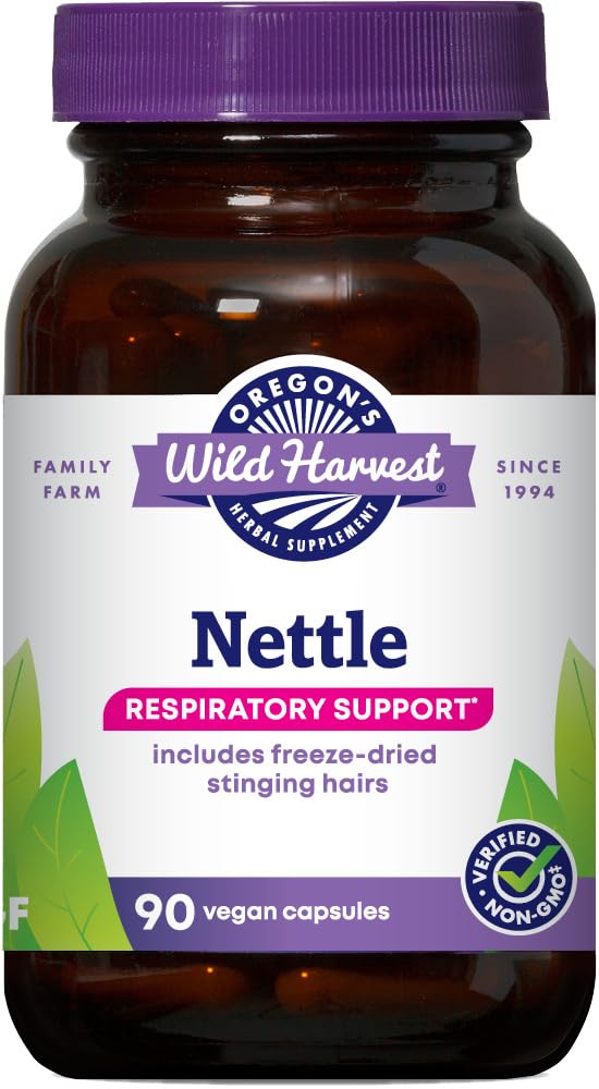 [Australia] - Oregon's Wild Harvest, Certified Organic Nettle Capsules with Stinging Hairs, Allergy Supplement, 600 mg, 90 Capsules 