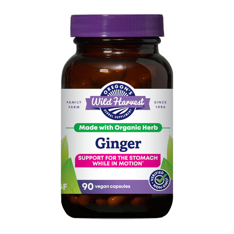 [Australia] - Oregon's Wild Harvest, Certified Organic Ginger Capsules for Stomach Support, Non-GMO, 1000 mgs, 90 Count 
