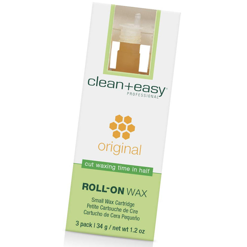 [Australia] - Clean + Easy Original Roll On Wax – Small Wax Refill Cartridges for Hair Removal, Fast & Easy Roll On Applicator for Face, Brows & Delicate Areas, 3 Pack Small (Pack of 3) 