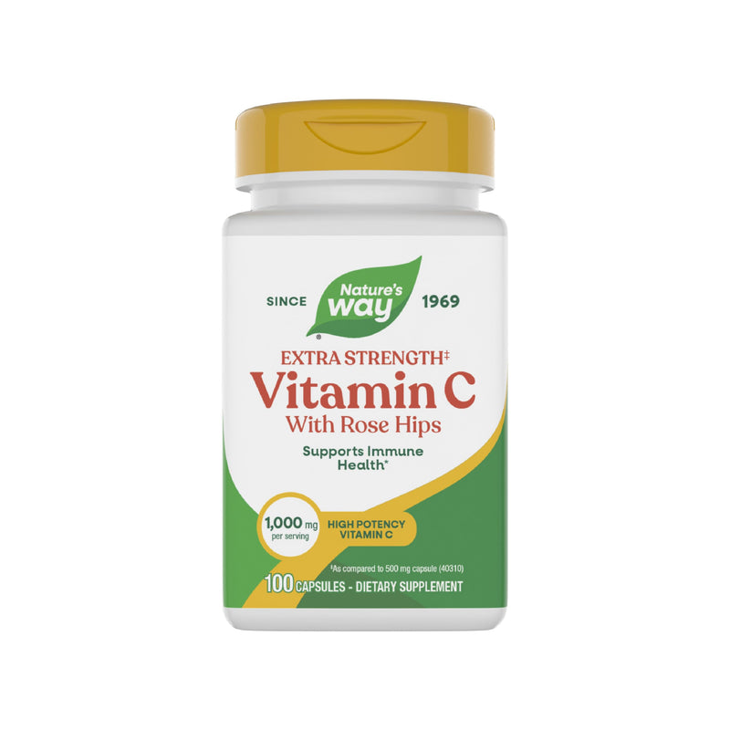 Nature's Way Vitamin C with Rose Hips Extra Strength (1)- Supports Collagen Production & Healthy Immune Function* - 1000 mg per Serving - Dairy-Free & Gluten-Free - 100 Count (100 Servings) 100 Count (Pack of 1)