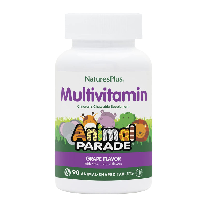 [Australia] - Natures Plus Animal Parade Children's Chewable Multivitamin - Grape Flavor - 90 Animal-Shaped Tablets - Promotes Health & Well-being - Vegetarian, Gluten Free - 45 Servings 1 Count (Pack of 1) 