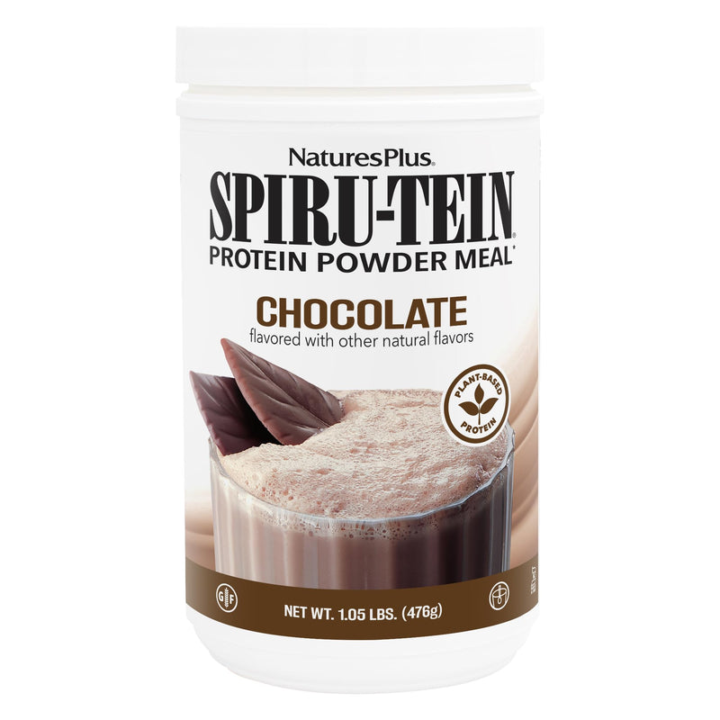 NaturesPlus SPIRU-TEIN, Chocolate - 1.05 lb - Plant-Based Protein Shake - Non-GMO, Vegetarian, Gluten Free - 17 Total Servings 1.05 Pound (Pack of 1)