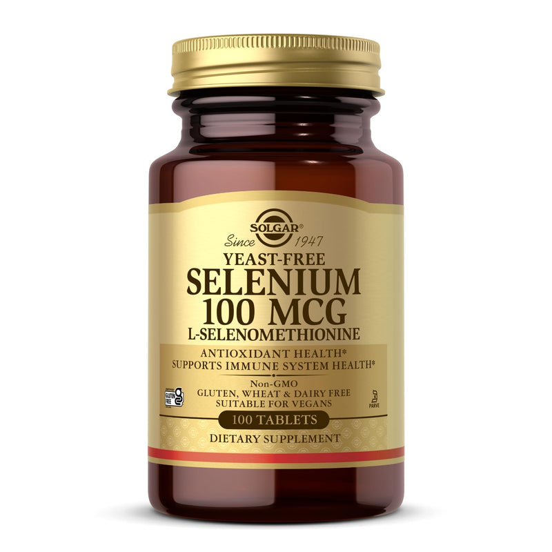 [Australia] - Solgar Yeast-Free Selenium 100 mcg - 100 Tablets - Supports Antioxidant & Immune System Health - Non-GMO, Gluten Free, Dairy Free, Kosher - 100 Servings 