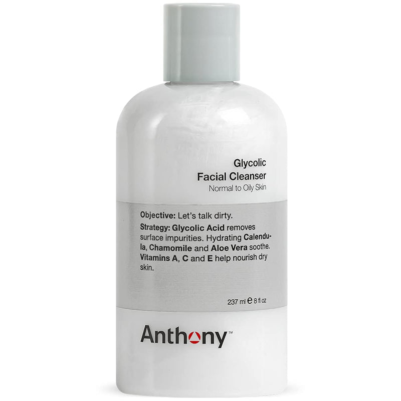 [Australia] - Anthony Glycolic Facial Cleanser for Men, Daily Exfoliating & Hydrating Face Wash, Shave Prep, Non-Foaming, Deep Cleansing, Gentle on Sensitive Skin, Removes Dirt & Oil, Smooths Texture, 8 Fl Oz 8 Fl Oz (Pack of 1) 