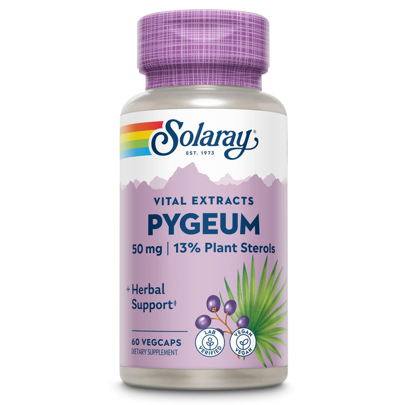 [Australia] - SOLARAY Pygeum Bark Extract 50mg - Pygeum Supplement for Prostate Health Support - Guaranteed to Contain 6.5mg Plant Sterols Like Beta Sitosterol, Non-GMO, Vegan, 60-Day Guarantee, 60 Serv, 60 VegCaps 60 Count (Pack of 1) 
