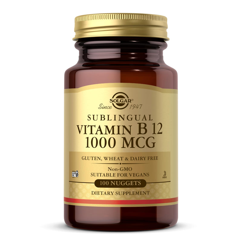 Solgar Vitamin B12 1000 mcg, 100 Nuggets, Energy Production Red Blood Cells | Healthy Nervous System, Promotes Cardiovascular Health, Vitamin B, Non-GMO, Gluten-Free, Kosher, 100 Servings 100 Count (Pack of 1)