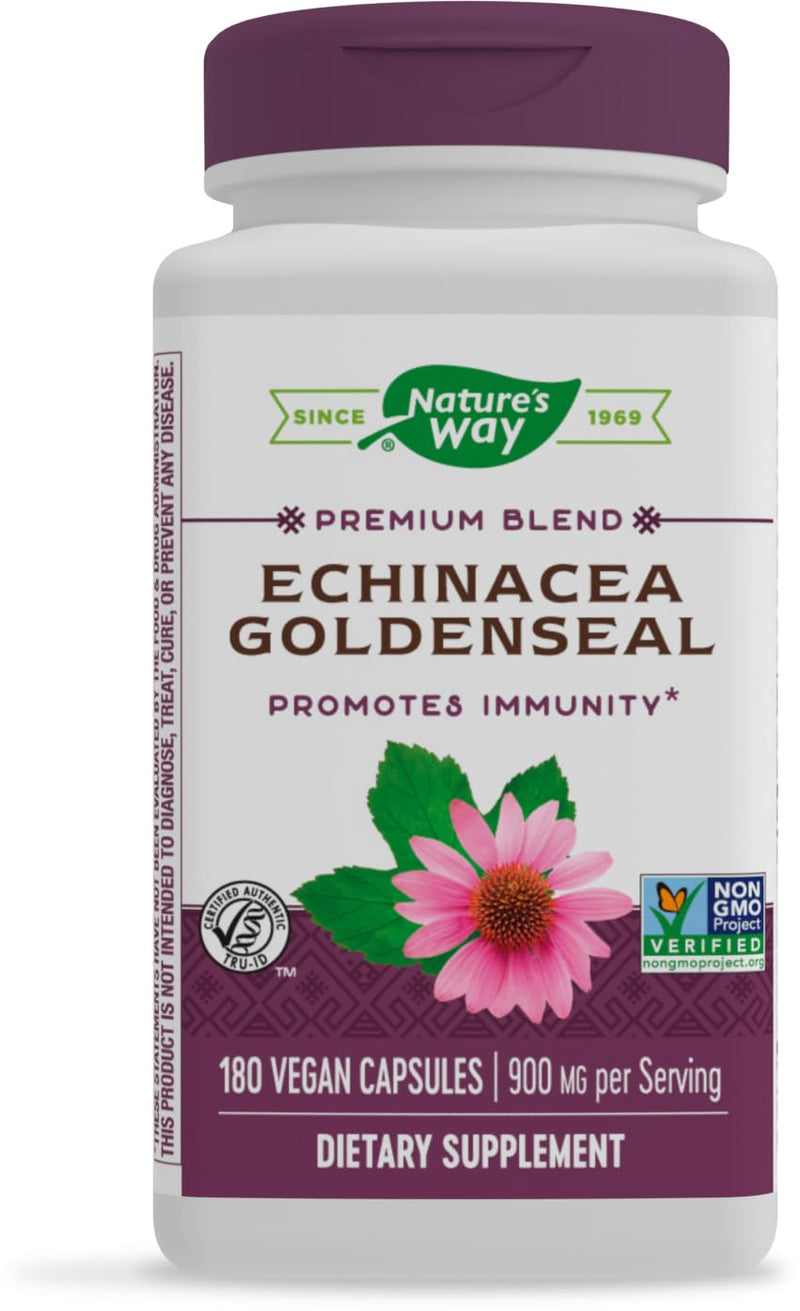 [Australia] - Nature's Way Echinacea Goldenseal - 900 mg per 2-capsule serving of Echinacea 7 Herb Blend - For Immune Support* - With Cayenne Pepper, Gentian Root - Gluten Free & Vegan - 180 Vegan Capsules 180 Count (Pack of 1) 