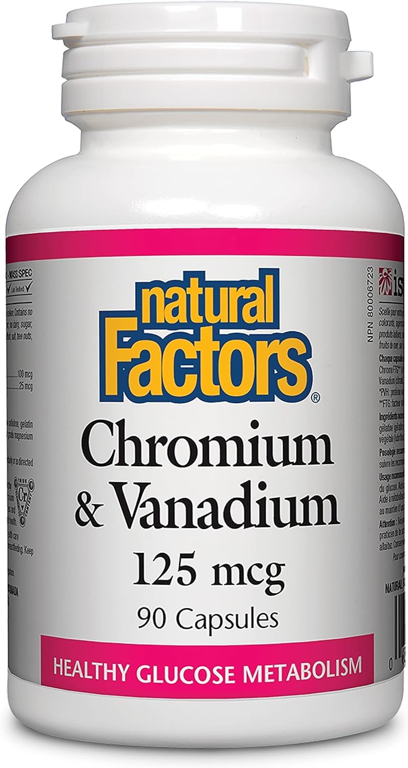[Australia] - Natural Factors, Chromium & Vanadium 125 mcg, Supports Healthy Metabolism, 90 capsules 