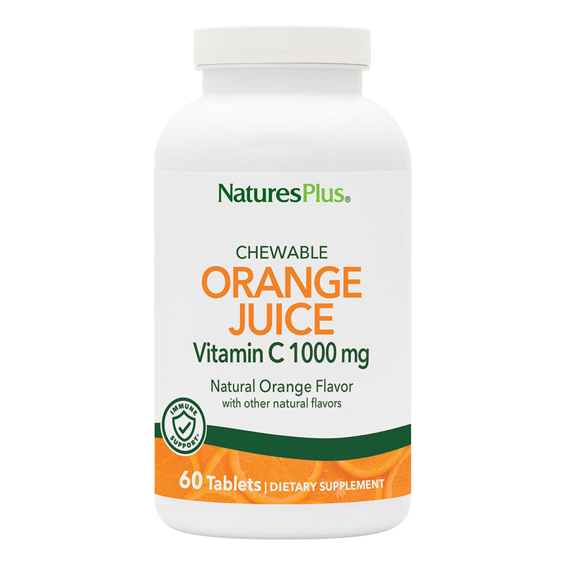 NaturesPlus Orange Juice - 60 Chewable Tablets - 1000mg Vitamin C - High-Potency Immune Support Supplement, Antioxidant - Vegan, Gluten Free - 60 Servings 60 Count (Pack of 1)