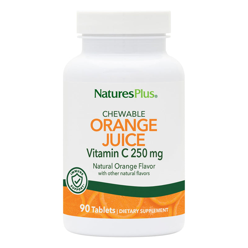 NaturesPlus Orange Juice - 90 Chewable Tablets - 250 mg Vitamin C - High-Potency Immune Support Supplement, Antioxidant - Gentle on Stomach - Vegan, Gluten Free - 90 Servings 90 Count (Pack of 1)