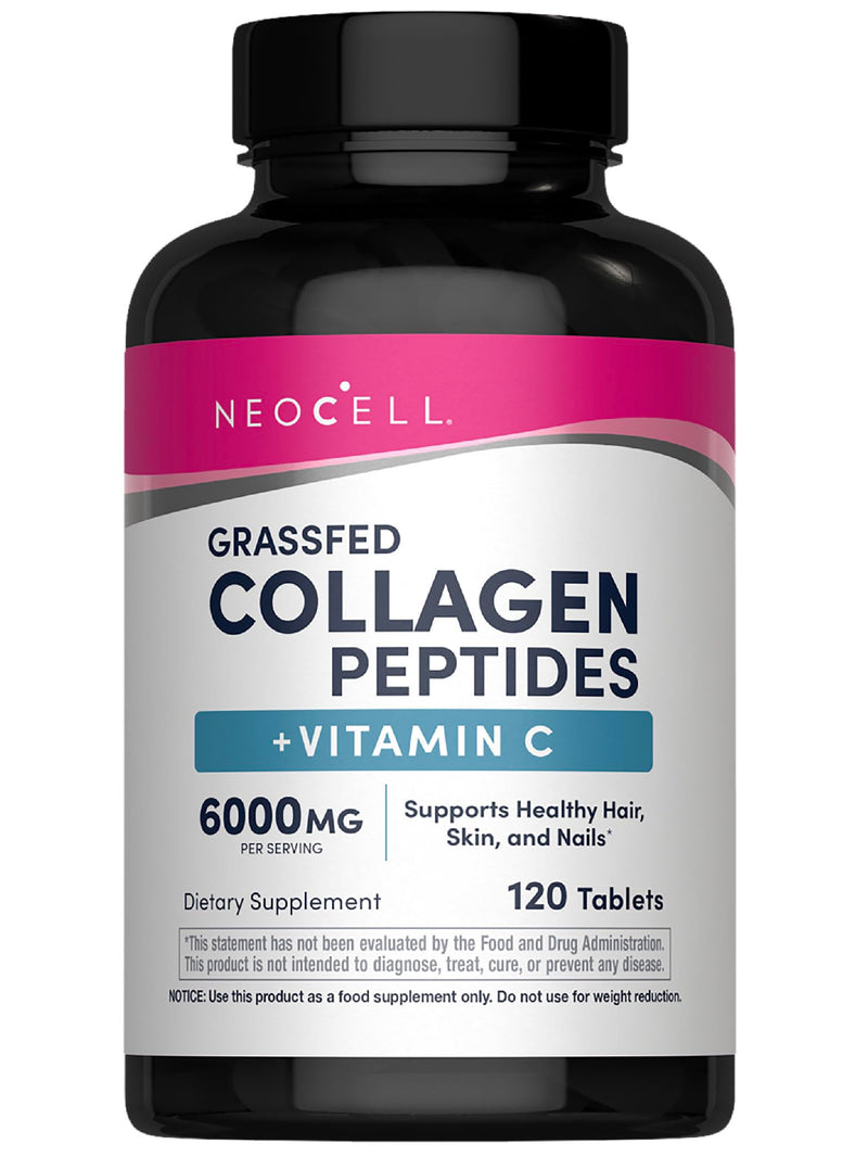 NeoCell Super Collagen with Vitamin C, 120ct Collagen Pills, Non-GMO, Grass Fed, Paleo Friendly, Gluten Free, Collagen Peptides Types 1 & 3 for Hair, Skin, Nails and Joints (Packaging May Vary)