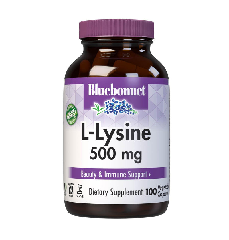 [Australia] - Bluebonnet Nutrition L-Lysine 500mg, for Healthy Immune Function, Supports Collagen Synthesis, Soy-Free, Gluten-Free, Non-GMO, Kosher Certified, Vegan, 100 Capsules 