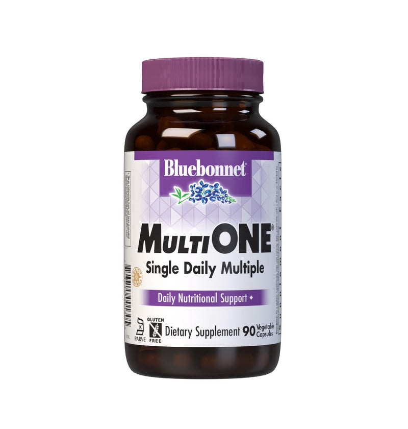 Bluebonnet Nutrition Multi One (with Iron) Vegetable Capsules, Complete Full Spectrum Multiple Vitamin Supplement, B Vitamins, Gluten Free, Milk Free, Kosher, 90 Vegetable Capsules, 3 Month Supply | Daily Nutritional Support; Vegetarian, Kosher Certifi...