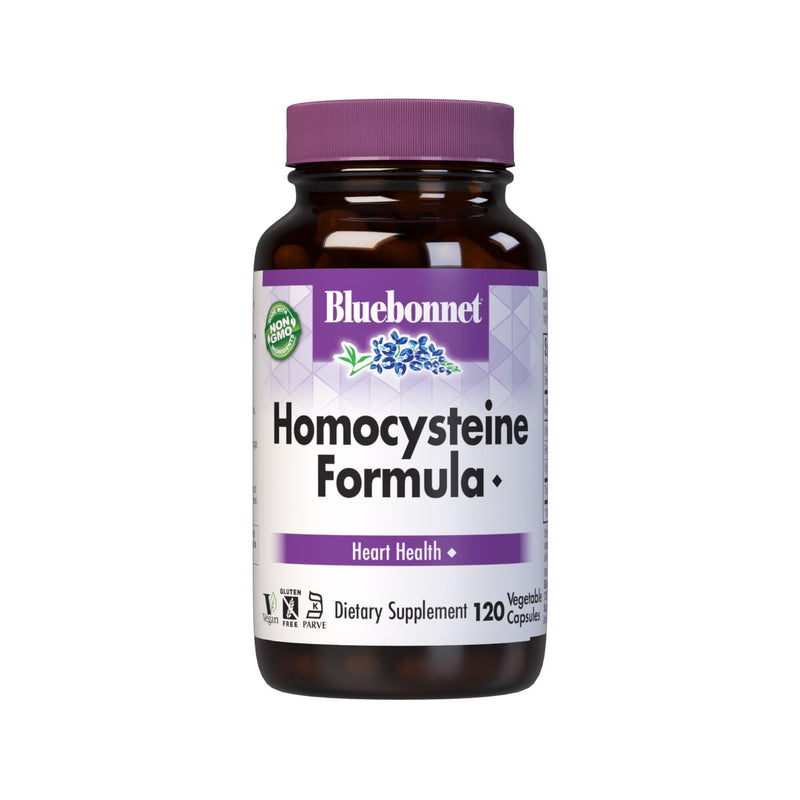 Bluebonnet Homocysteine Formula Supplement, 120 Count | Heart Health Support; Non-GMO, Vegan, Gluten-Free 120 Count (Pack of 1)