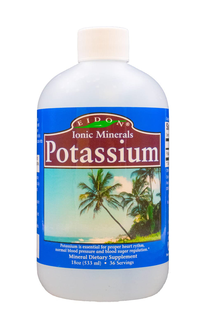 [Australia] - Eidon Ionic Minerals Liquid Potassium Supplement - Potassium Chloride Drops, Essential Electrolyte for Cell Function, Bioavailable Ionic Minerals, All Natural, No-Preservatives or Additives - 18 oz 18 Fl Oz (Pack of 1) 