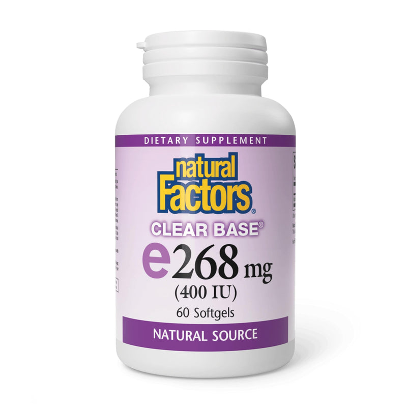 Natural Factors, Clear Base Vitamin E 400 IU, Antioxidant Support for Cardiovascular and General Health, 60 softgels (60 servings) 60 Count (Pack of 1)