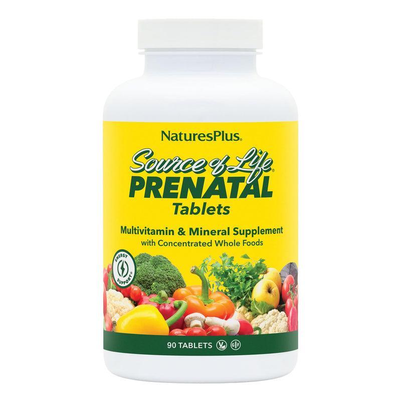 NaturesPlus Source of Life Prenatal - 90 Tablets - Multivitamin & Mineral Supplement with Iron - Nutritional Support for Pregnancy - Gluten Free, Vegetarian - 45 Servings 90 Count (Pack of 1)