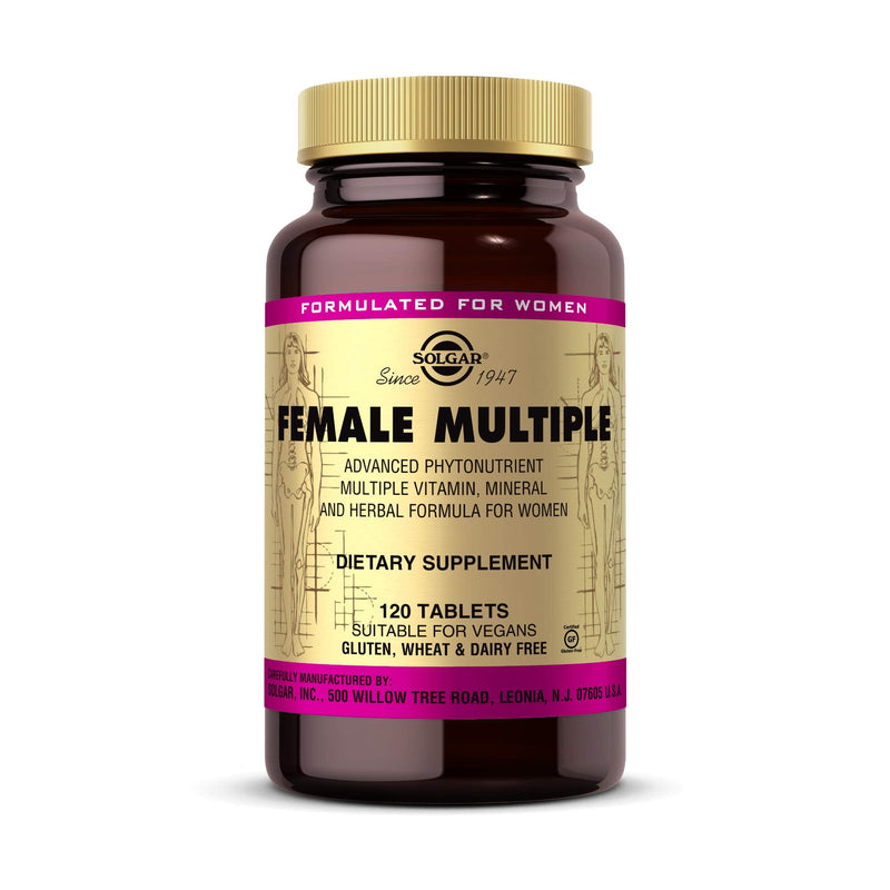Solgar Female Multiple, 120 Tablets, Multivitamin, Mineral & Herbal Formula | For Women, Advanced Phytonutrient - Vegan, Gluten Free, Dairy Free, Kosher - 40 Servings 120 Count (Pack of 1)