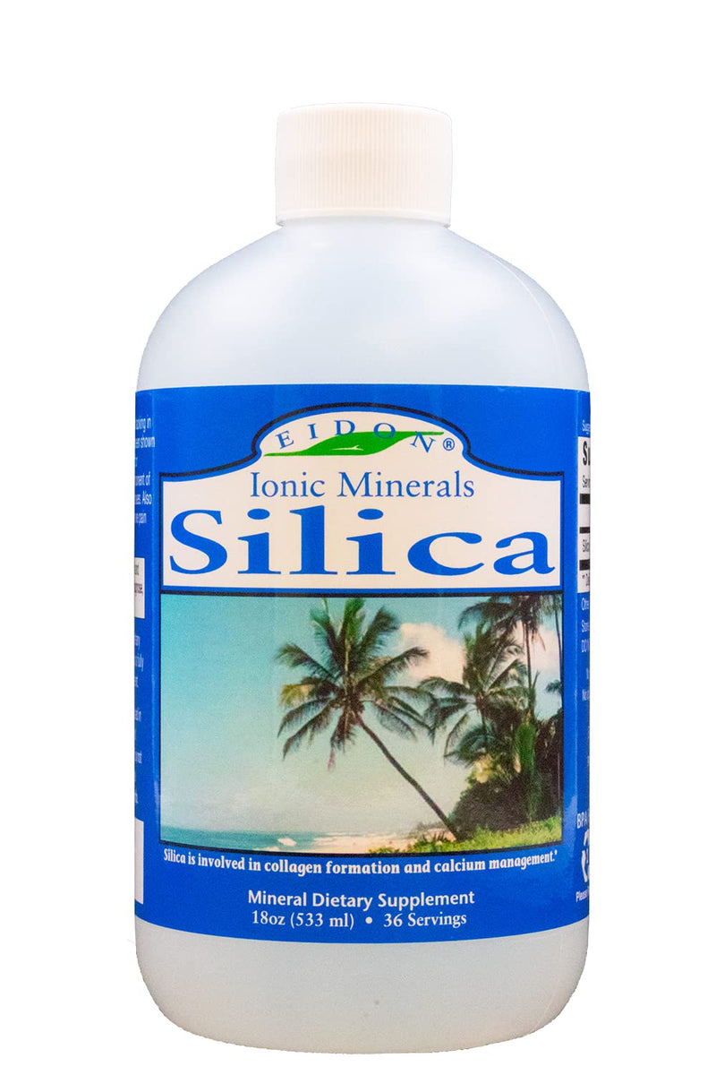 [Australia] - Eidon Ionic Minerals Liquid Silica Mineral Concentrate - for Hair, Skin and Nails, Silica Drops to Support Collagen Production, Joint and Bone Health, Helps Manage Calcium, No Added Sugar - 18 oz 18 Fl Oz (Pack of 1) 