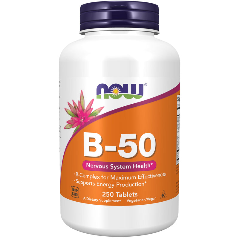 NOW Foods Supplements, Vitamin B-50 mg, Energy Production*, Nervous System Health*, 250 Tablets 250 Count (Pack of 1)