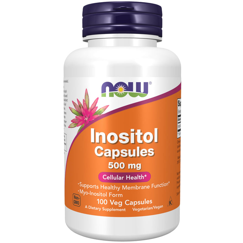 NOW Supplements, Inositol 500 mg, Healthy Membrane Function*, Cellular Health*, 100 Veg Capsules Unflavored 100 Count (Pack of 1)