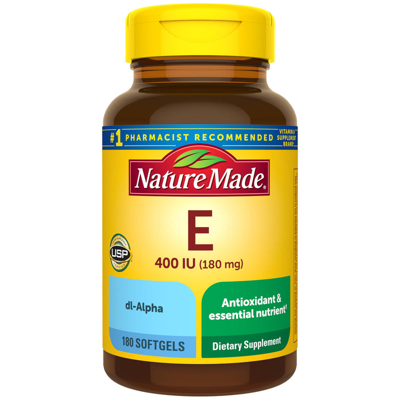 Nature Made Vitamin E 180 mg (400 IU) dl-Alpha, 180 Softgels 180 Count (Pack of 1)