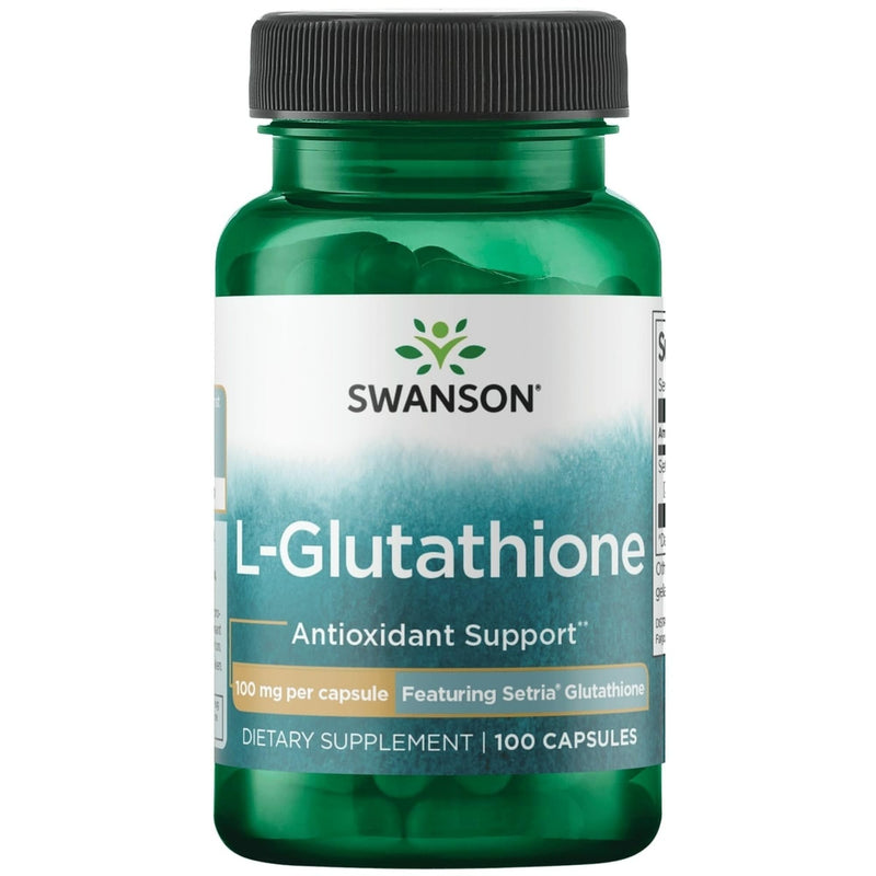 Swanson Amino Acid L-Glutathione 100 mg for Antioxidants, 100 Capsules | Supports the Body's Defenses Against Oxidative Stress, Antioxidant Support to Neutralize Free Radicals, Detox Support 100 Count (Pack of 1)