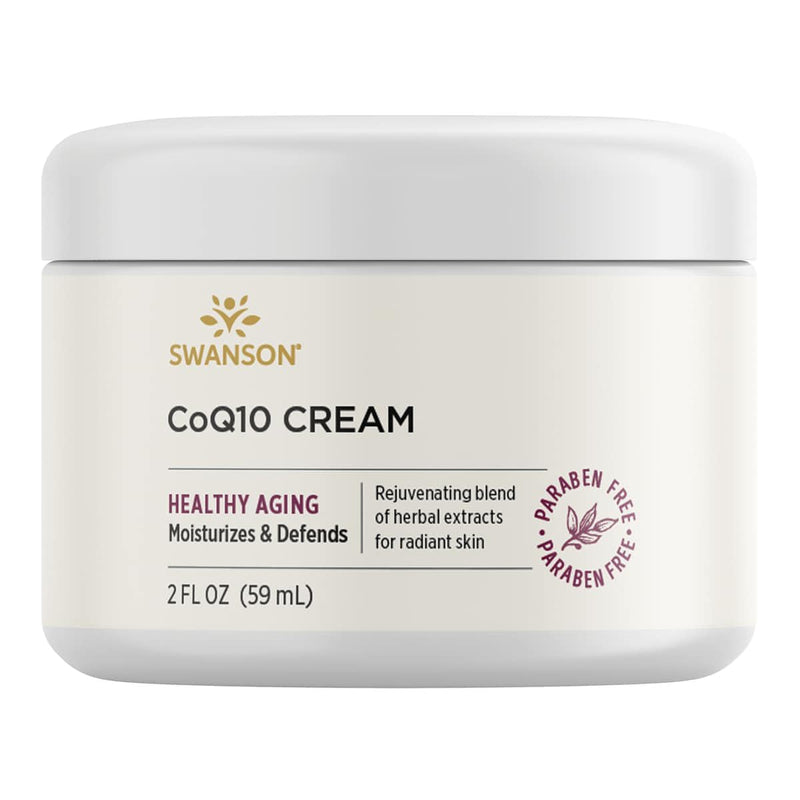 Swanson Coq10 Cream 2 fl Ounce (59 ml) Cream | Keeps Skin Looking Youthful and Radiant with CoQ10, Vitamins C and E plus Chamomile and Licorice Extracts, Paraben Free