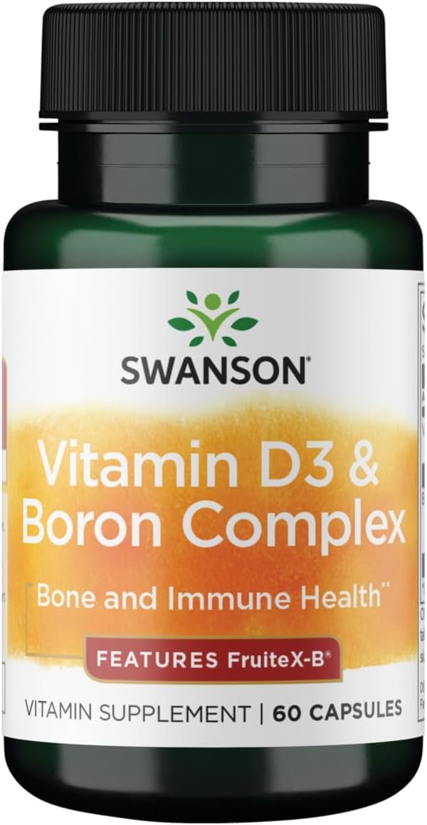 Swanson Vitamin D & Boron, Bone Health, 60 Capsules | A Terrific Twosome for Total Bone Health that Also Supports Healthy Joints, in an Ideal Bioavailable Form for Absorption