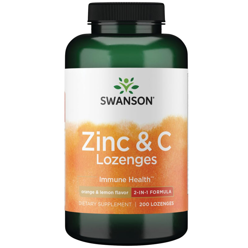 Swanson Zinc & Vitamin C Lozenges 25/100 mg, 200 Lozenges | A Potent Antioxidant Combo to Reinforce Your Body's Defenses in Fast-Acting, Great-Tasting Orange and Lemon Lozenges