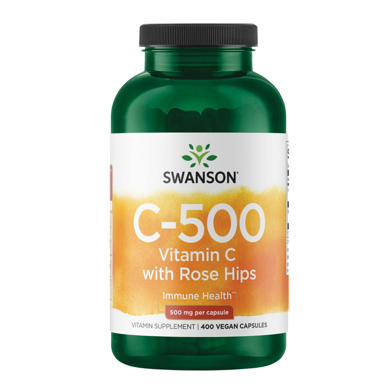 Swanson Vitamin C with Rose Hips 500 Milligrams, 400 Capsules, 1 Pack | Vitamin C with Rose Hips, Helps Fortify Immune Health and Antioxidant Support, Promotes Eye, Heart and Metabolic Health 400 Count (Pack of 1)