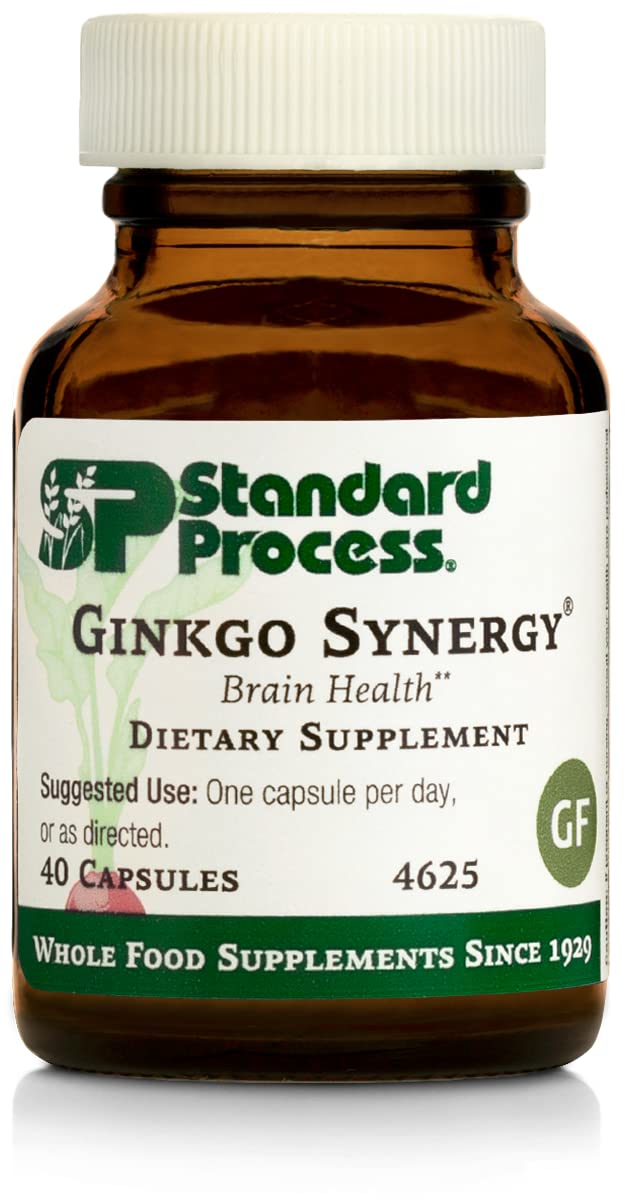 [Australia] - Standard Process Ginkgo Synergy - Whole Food Mental Clarity, Brain Health Supplement, Brain Support and Blood Flow with Grapeseed Extract, Buckwheat, Gotu Kola, Ginkgo Biloba - 40 Capsules 