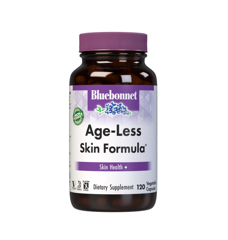 BlueBonnet Age-Less Skin Formula Capsules, White, Vegetable, 120 Count | Non-GMO, Vegan, Kosher Certified, Gluten-Free, Soy-Free, Dairy-Free