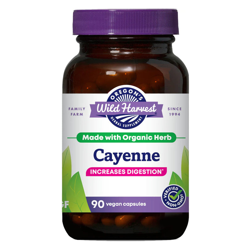 [Australia] - Oregon's Wild Harvest Non-GMO Cayenne Capsules, Organic Herbal Supplements, 90 Count 