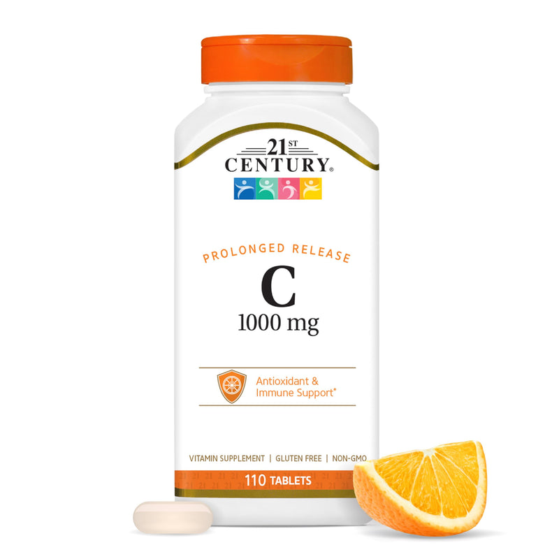 21st Century Vitamin C 1000mg Prolonged Release Tablets, Immune, 110ct | Vitamin C 1000 mg Prolonged-Release Ascorbic Acid, Immune & Antioxidant Support, Steady All-Day Release for Men & Women 110 Count (Pack of 1)