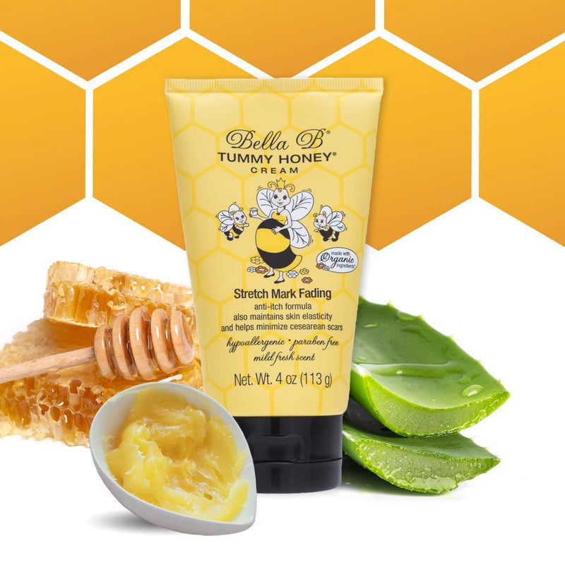 [Australia] - BELLA B NATURALS Tummy Honey Cream 4oz - Bella B Tummy Cream For Fading Stretch Marks - Pregnancy Cream To Prevent Stretch Marks - Stretch Marks Cream For Pregnancy - Pregnancy Stretch Mark Prevention 