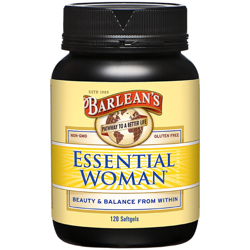 [Australia] - Barlean's Essential Woman Capsules, Hormonal Balance Supplement for Women, Flaxseed, Evening Primrose Oil & Soy Isoflavones, Omega 3 6 9 and GLA for Healthy Hair and Skin, 120 Count Softgels - 120 Count 
