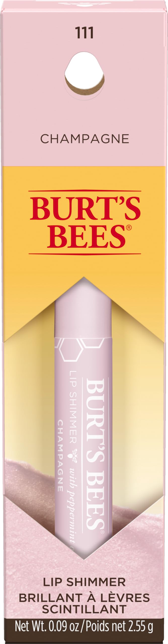 Burt's Bees Lip Balm Stocking Stuffers, Moisturizing Lip Shimmer Holiday Gift for Women, with Vitamin E & Coconut Oil, 100% Natural, Champagne, 0.09 Ounce 1 Count (Pack of 1)