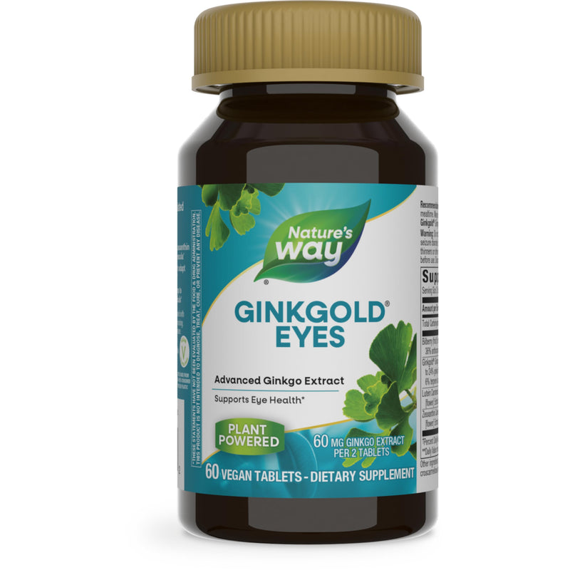 [Australia] - Nature's Way Ginkgold Eyes, Gingko Biloba Supplement for Adults, Supports Eye Health*, Gluten Free, 60mg Ginkgo Biloba Extract Per 2- Tablet Serving, 60 Tablets (Packaging May Vary) 