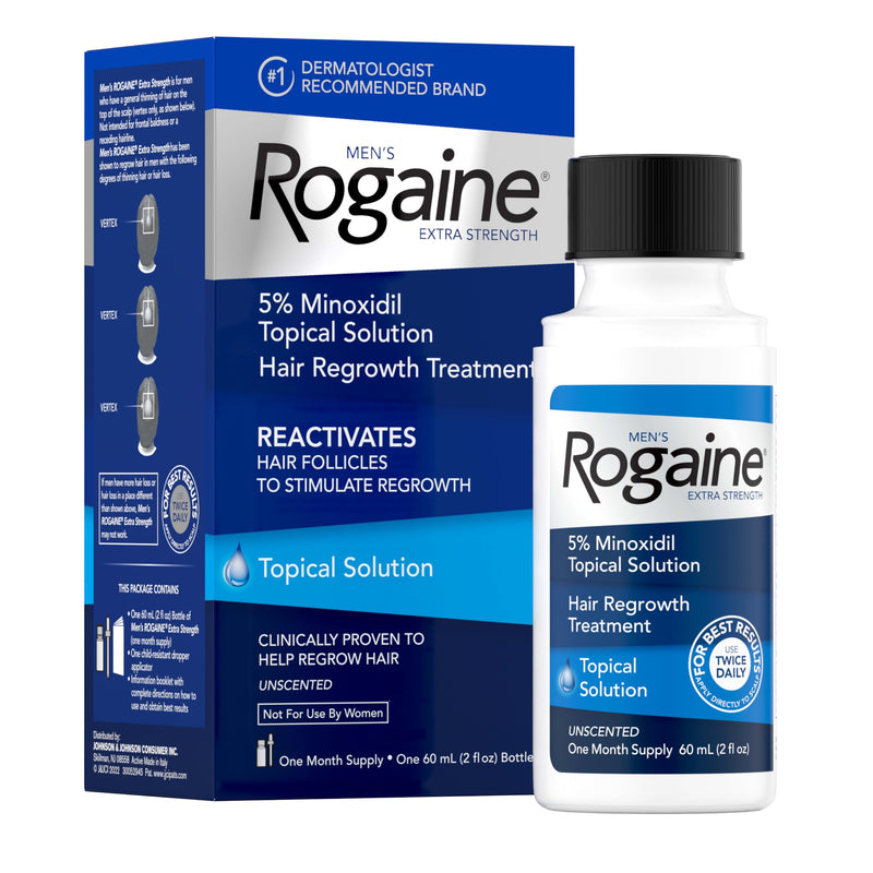Men's Rogaine Extra Strength 5% Minoxidil Solution, 1 Mo Supply, 2 Fl Oz Solution Topical Treatment (1-Month Supply)