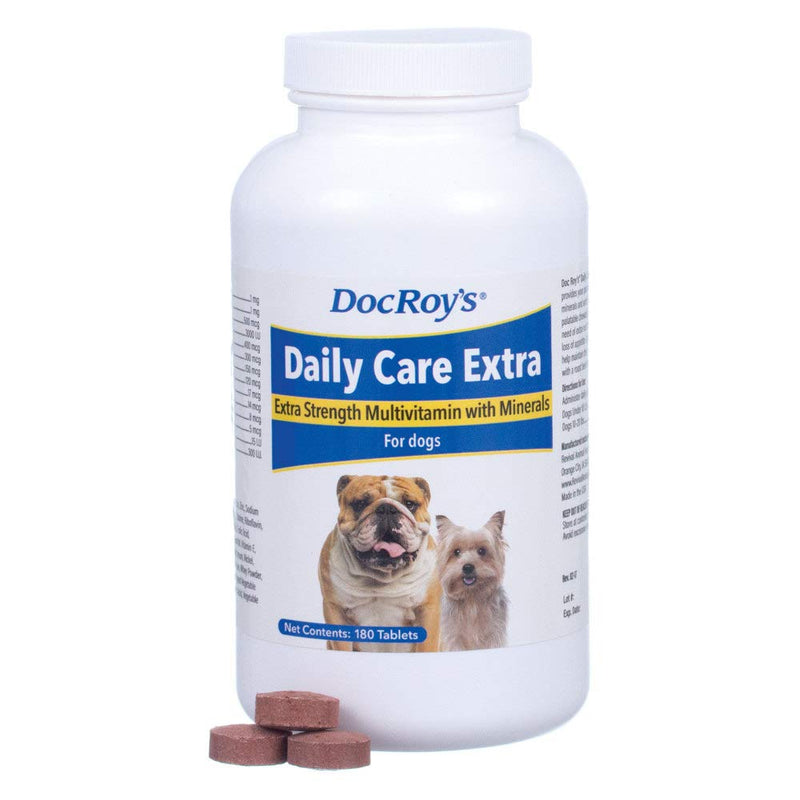 Doc Roy's Daily Care Extra Multivitamin with Minerals for Dogs- Canine Daily Health Supplement - 180ct Tablets - PawsPlanet Australia