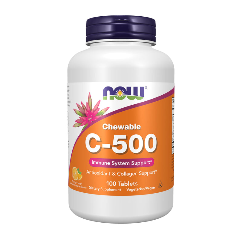NOW Foods Supplements, Vitamin C-500, Antioxidant Protection*, Orange Juice Flavor, 100 Chewable Lozenges 100 Count (Pack of 1)