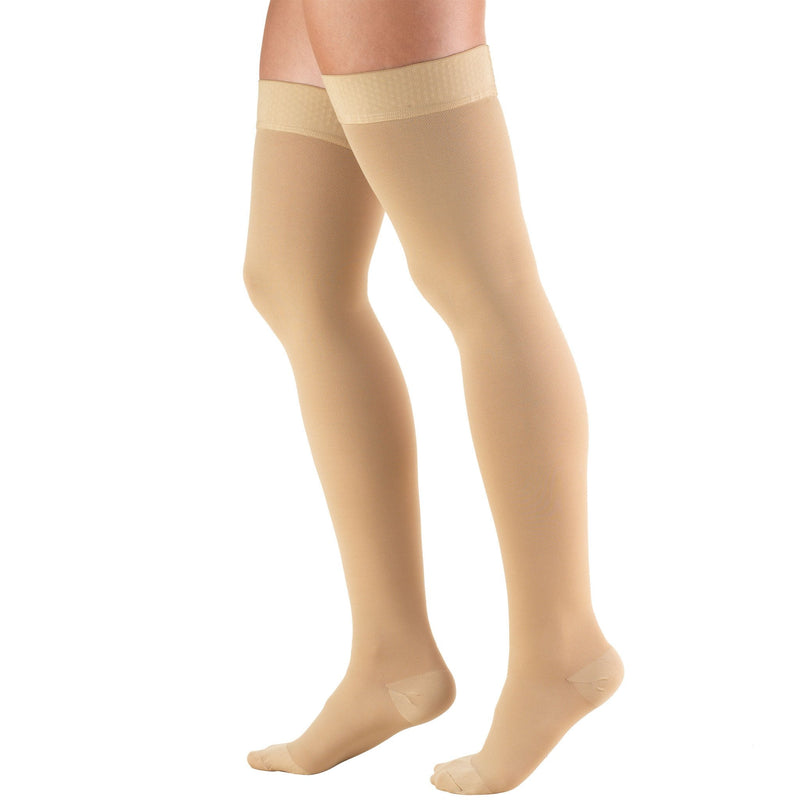 [Australia] - Truform 20-30 Mmhg Compression Stockings for Men & Women, Thigh High Length, Dot Top, Closed Toe, Beige, Medium Medium (1 Pair) 