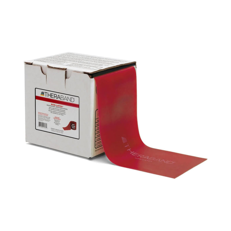 [Australia] - THERABAND Resistance Band 25 Yard Roll, Non-Latex Professional Elastic Stretch Bands for Upper & Lower Body Exercise Workouts, Physical Therapy, Lower Pilates, Flexibility, & Rehab, Dispenser Box Red - Medium 