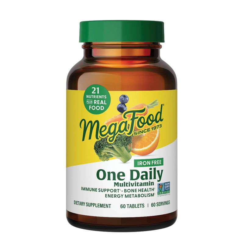 MegaFood One Daily Iron Free Multivitamin for Adults, 60 Tablets | Multivitamin for Women and Men, Immune Support Supplement, Cellular Energy, Muscle & Bone Health, Vegetarian, 60 Servings 60 Count (Pack of 1)
