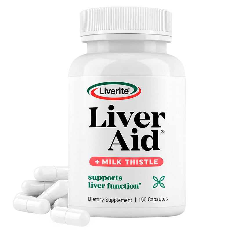 LIVERITE Liver Aid with Milk Thistle 150 Capsules, Liver Support Supplement with Amino Acids, Choline, Milk Thistle & Vitamin B12 – Supports Healthy Liver Function, Cleansing, Energy & Metabolism 150 Count (Pack of 1)