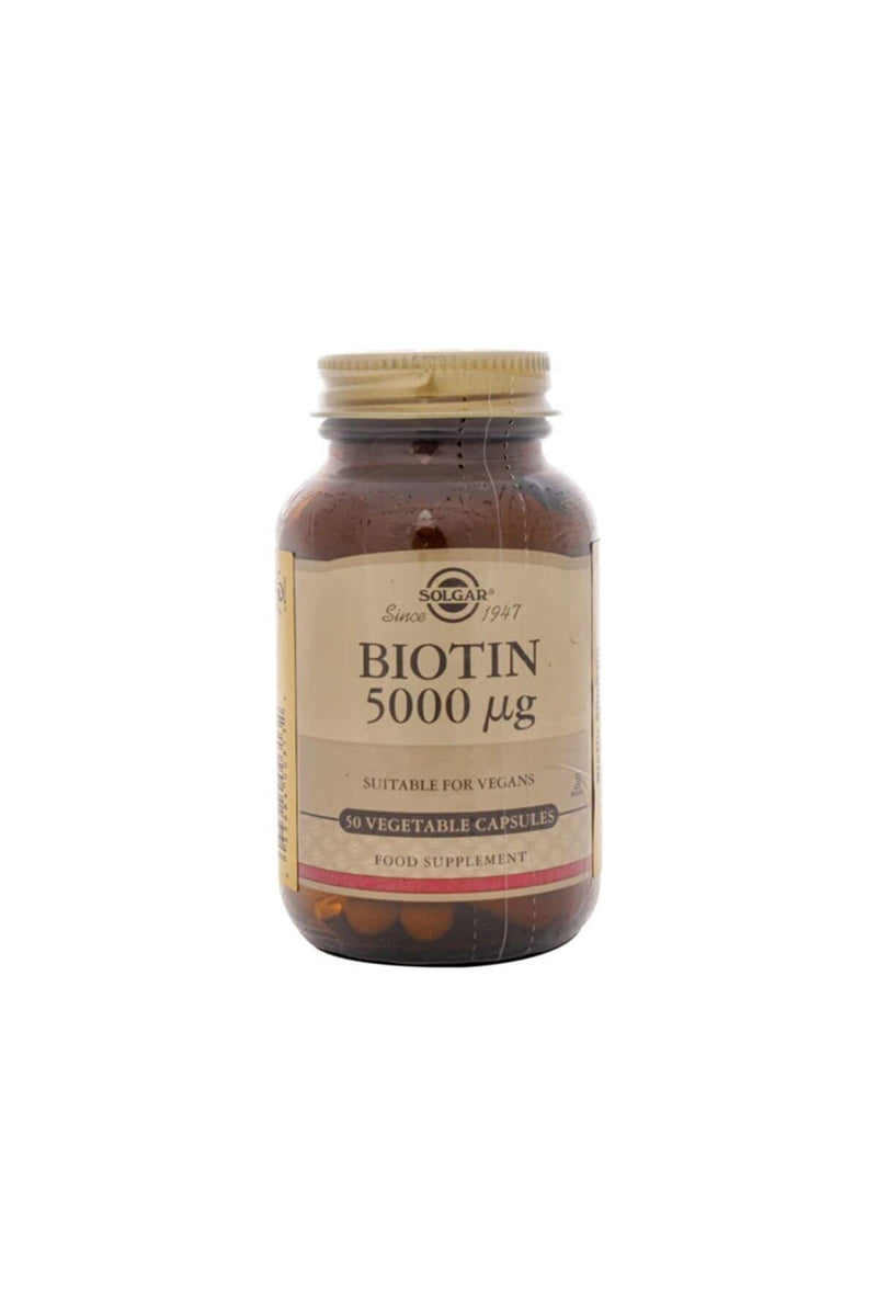 Solgar Biotin 5000 mcg - 50 Vegetable Capsules - Supports Healthy Skin, Nails & Hair - Non-GMO, Vegan, Gluten Free, Dairy Free, Kosher - 50 Servings 50 Count (Pack of 1)