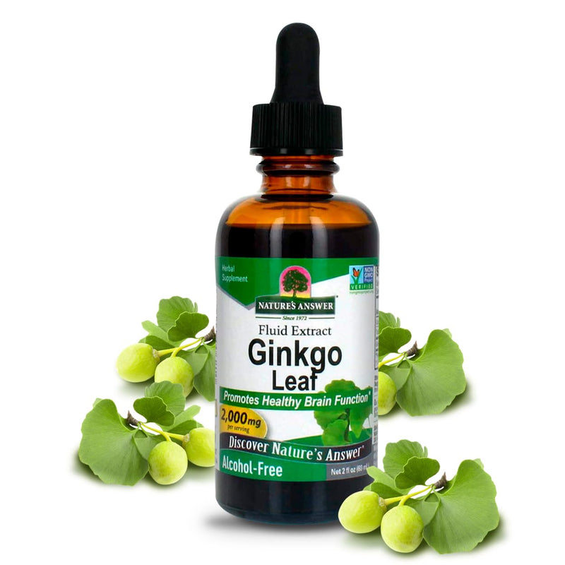 [Australia] - Nature's Answer Alcohol-Free Ginkgo Leaf 2000mg 2oz Extract | Stimulates Memory, Mood & Concentration | Gluten-Free, Kosher Certified & No Preservatives | Single Count 2 Fl Oz (Pack of 1) 